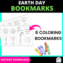 Load image into Gallery viewer, Earth Day Bookmarks Set - 16 Coloring &amp; Colored Bookmarks,  Earth Day Printables
