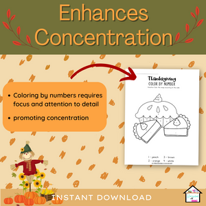 Thanksgiving Math Activities- Color by Numbers: A Fun and Educational Activity for Preschool & Kindergarten