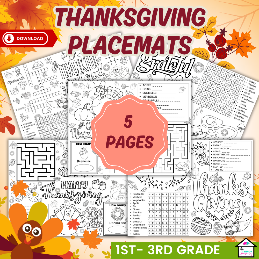 Thanksgiving Placemats for Kids