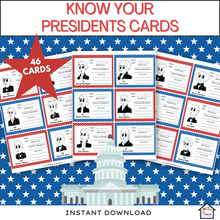 Load image into Gallery viewer, Know Your Presidents Card Set, President&#39;s Day Activity
