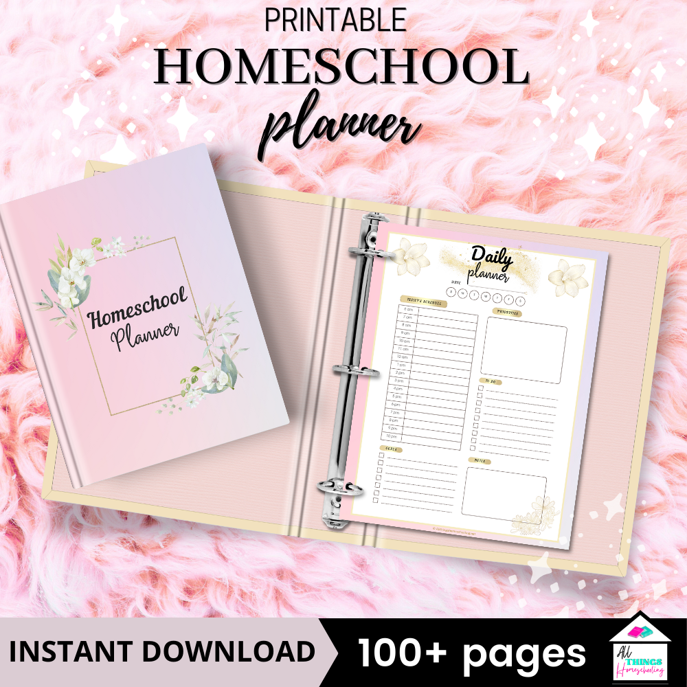 Homeschool Planner Printable - Elegant Multi-Subject Organizer for Effective Lesson Planning & Tracking