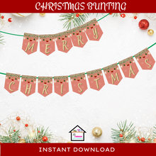 Load image into Gallery viewer, Merry Christmas garland bunting banner
