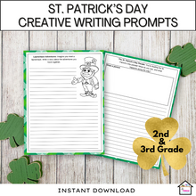 Load image into Gallery viewer, St. Patrick&#39;s Day Creative Writing Prompts for 2nd &amp; 3rd Graders
