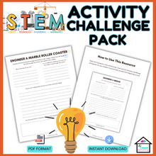 Load image into Gallery viewer, STEM Activity Challenge Pack - 5 Engaging Projects to Inspire Young Engineers &amp; Scientists
