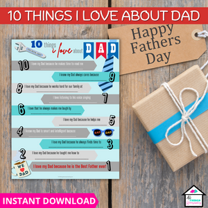 10 Things I Love About Dad Printable - A Heartfelt Father's Day Gift!