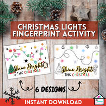 Load image into Gallery viewer, Christmas Lights Fingerprint Art Activity | Christmas Holiday Craft for Kids
