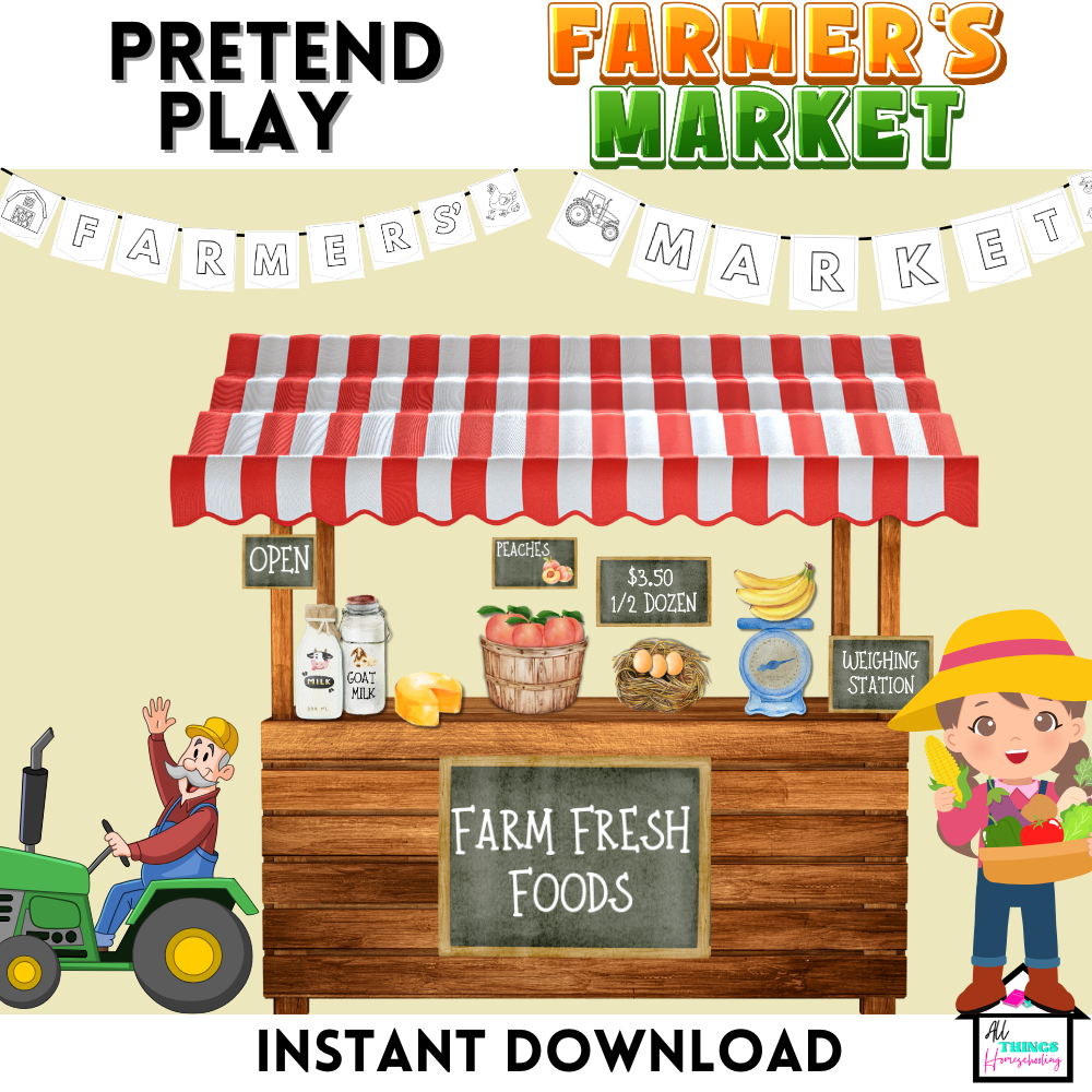 Pretend Play Farmer's Market Set, Hands on learning