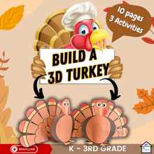 Load image into Gallery viewer, Build A 3D Turkey Craft for Kids - Thanksgiving Craft Activity
