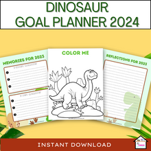 Load image into Gallery viewer, 2024 Dinosaur Goal Planner for Kids: Fun &amp; Educational; New Years Resolutions
