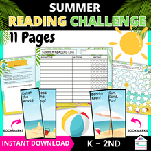 Load image into Gallery viewer, Summer Reading Challenge for Kindergarten - 2nd Grade, Summer Reading Log, Summer Reading Chart
