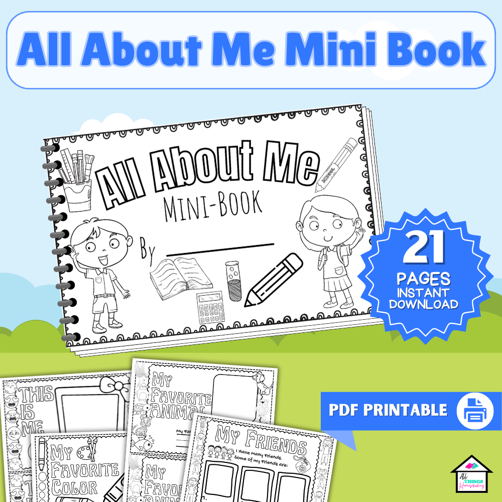 All About Me Mini Book, Back to School Printable Activity, First Day of School