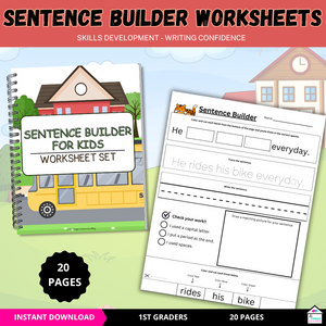 Sentence Builder Worksheets – Interactive Writing Fun for 1st Graders