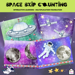 Skip Counting Space Math Puzzles
