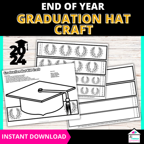 end of year graduation hat craft printable