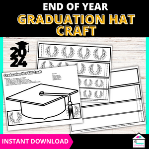 end of year graduation hat craft printable