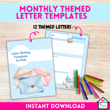 Load image into Gallery viewer, 12 Monthly Themed Letter Templates for Kids
