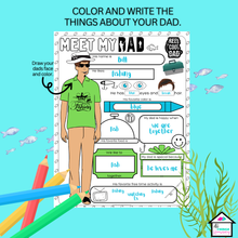 Load image into Gallery viewer, Fishing Father&#39;s Day All About Me Coloring Printable, Father&#39;s Day Personalized Gift
