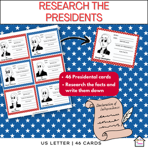 Know Your Presidents Card Set, President's Day Activity