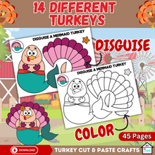 Load image into Gallery viewer, Disguise A Turkey - Fun Thanksgiving Cut &amp; Paste Crafts for Kids
