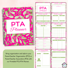 Load image into Gallery viewer, Elegant Green &amp; Pink Printable PTO/PTA Planner
