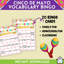 Load image into Gallery viewer, Cinco de Mayo Vocabulary Bingo Cards
