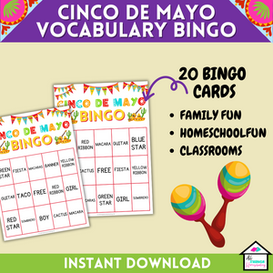 Cinco de Mayo Vocabulary Bingo Cards