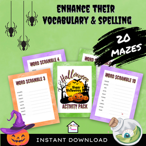 Halloween Word Scramble Activity Pack