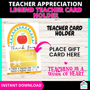 Legend Teacher Gift Card Holder, Teacher Appreciation Week Gift, End of Year
