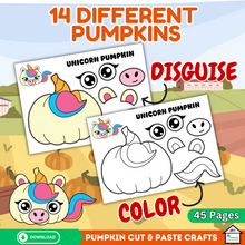 Load image into Gallery viewer, Thanksgiving Disguise a Pumpkin Cut and Paste Craft with Writing Challenge
