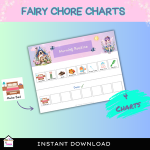 Fairy Chore Charts for Kids, Responsibility Charts