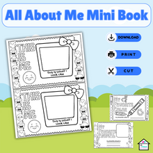 Load image into Gallery viewer, All About Me Mini Book, Back to School Printable Activity, First Day of School
