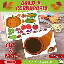 Load image into Gallery viewer, Build a Cornucopia Craft – Thanksgiving Cut &amp; Paste Craft
