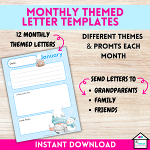 12 Monthly Themed Letter Templates for Kids