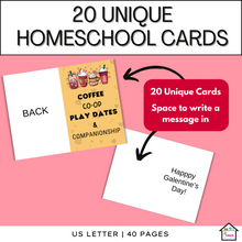 Load image into Gallery viewer, 20 Unique Homeschool Galentine&#39;s Day Cards for moms
