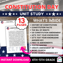 Load image into Gallery viewer, Constitution Day Unit Study for 4th -5th Grade
