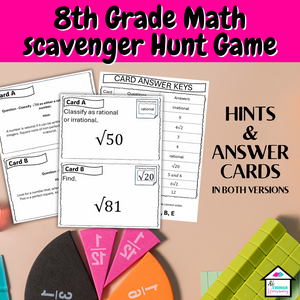 8th Grade Math Scavenger Hunt Game Number System - Middle School - Digital