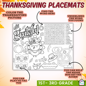 Thanksgiving Placemats for Kids