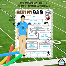 Load image into Gallery viewer, Football Father&#39;s Day All About Me Printable, Father&#39;s Day Personalized Gift
