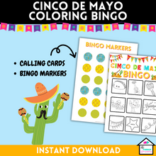 Load image into Gallery viewer, Cinco de Mayo Coloring Bingo Game Cards, Cinco de Mayo Coloring
