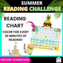 Load image into Gallery viewer, Summer Reading Challenge for Kindergarten - 2nd Grade, Summer Reading Log, Summer Reading Chart
