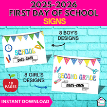 Load image into Gallery viewer, First Day of School Signs - Preschool - 6th Grade, Back To School
