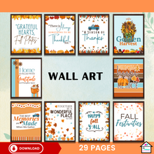 Load image into Gallery viewer, Fall &amp; Thanksgiving Banner and Wall Art - Printable Decor Set
