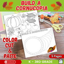 Load image into Gallery viewer, Build a Cornucopia Craft – Thanksgiving Cut &amp; Paste Craft
