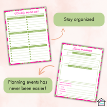 Load image into Gallery viewer, Elegant Green &amp; Pink Printable PTO/PTA Planner
