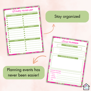 Elegant Green & Pink Printable PTO/PTA Planner