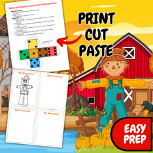 Load image into Gallery viewer, Roll &amp; Draw a Scarecrow Game - Creative Fall Activity for Kids
