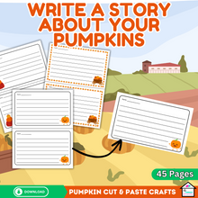 Load image into Gallery viewer, Thanksgiving Disguise a Pumpkin Cut and Paste Craft with Writing Challenge
