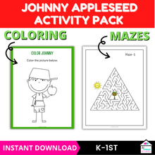 Load image into Gallery viewer, Johnny Appleseed Activity Pack – 50 Pages of Educational Fun! 🍎
