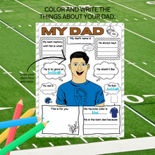 Load image into Gallery viewer, Football Father&#39;s Day All About Me Printable, Father&#39;s Day Personalized Gift
