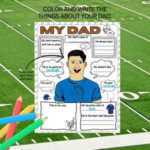 Football Father's Day All About Me Printable, Father's Day Personalized Gift